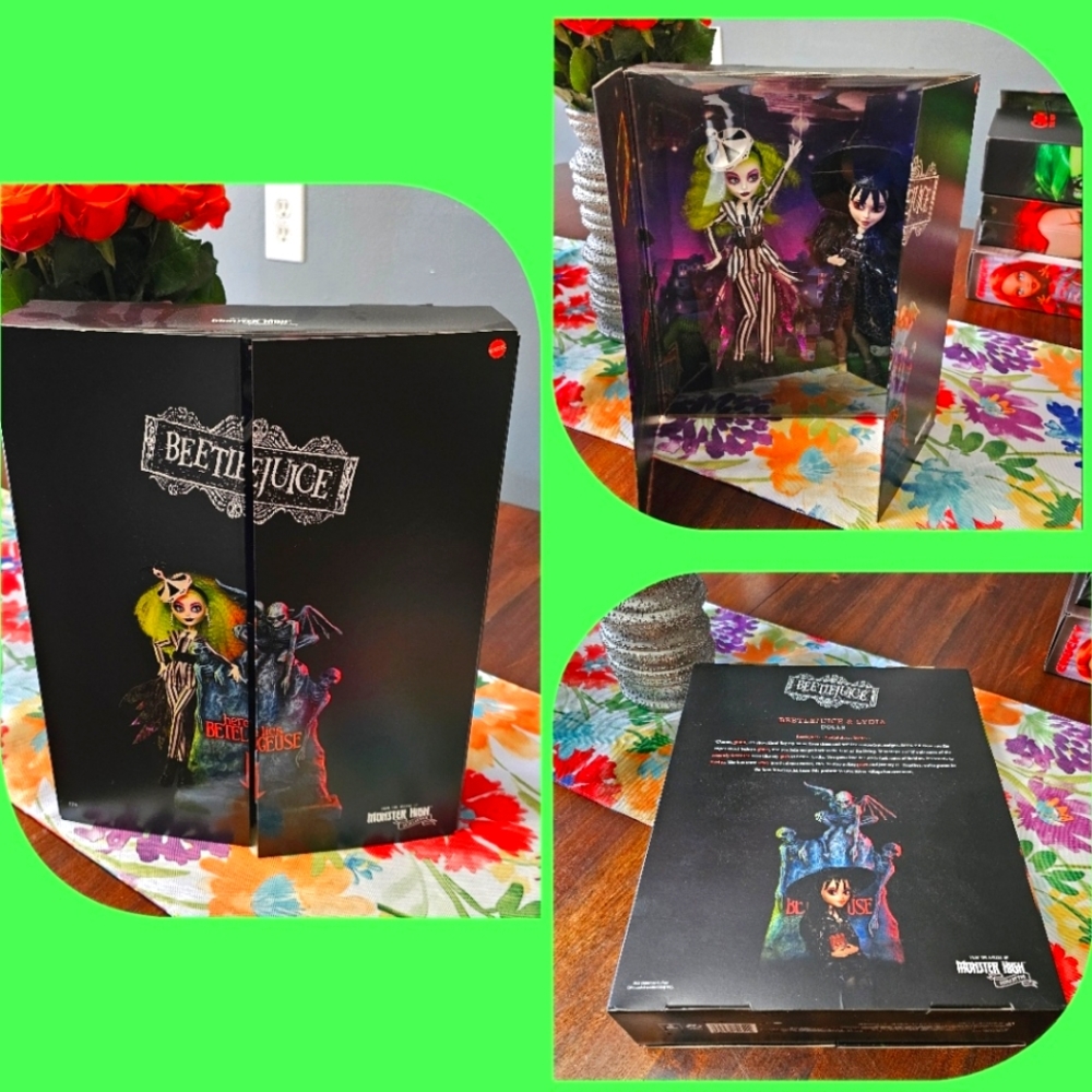 NIB Monster High Skullector Beetlejuice & Lydia dolls.